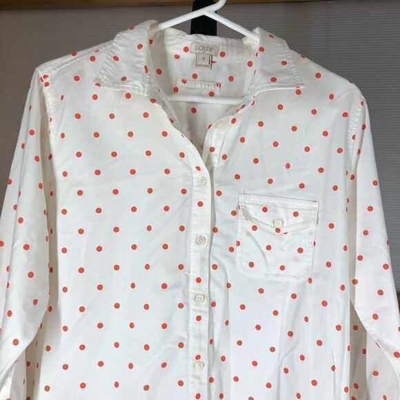 J.crew FCTRY Wht Red Polka Dot Tunic Pullover Shirt S - Picture 5 of 9